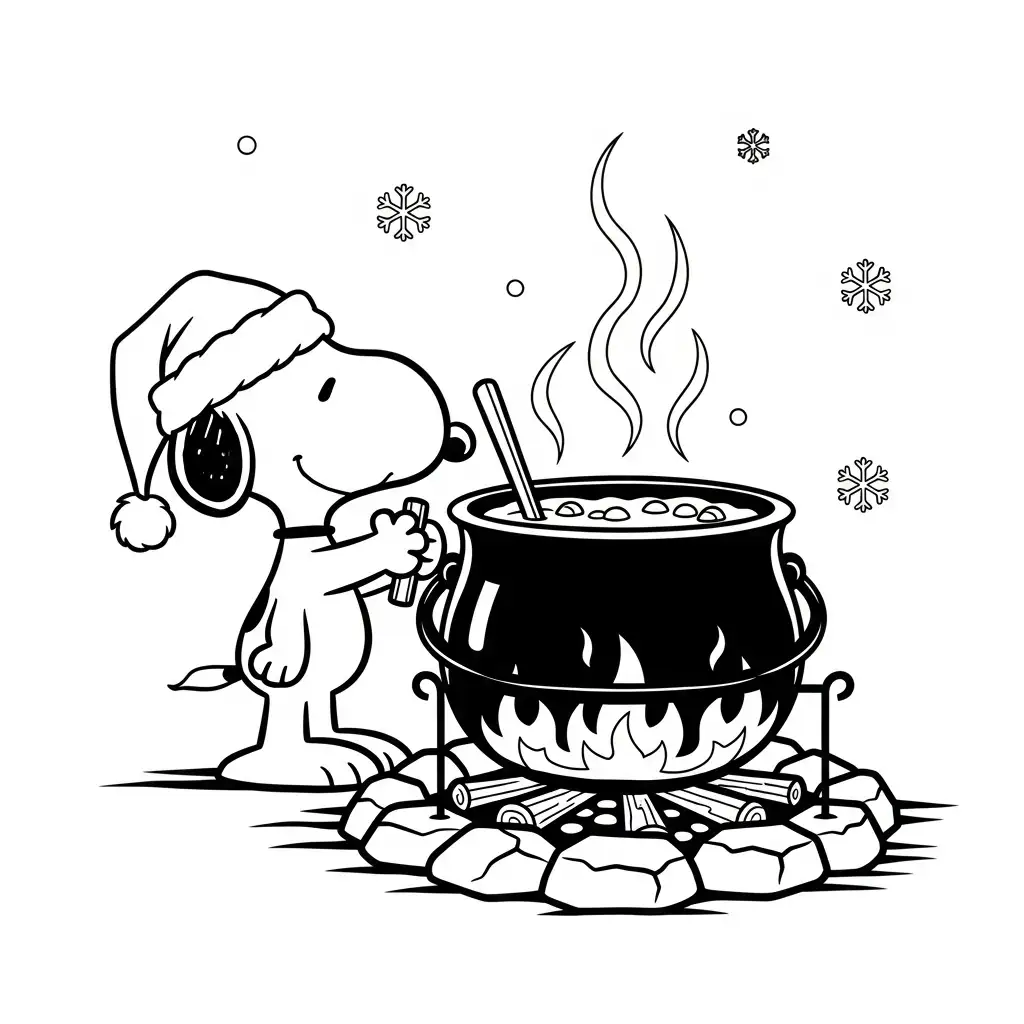Snoopy de Navidad para colorear para descargar