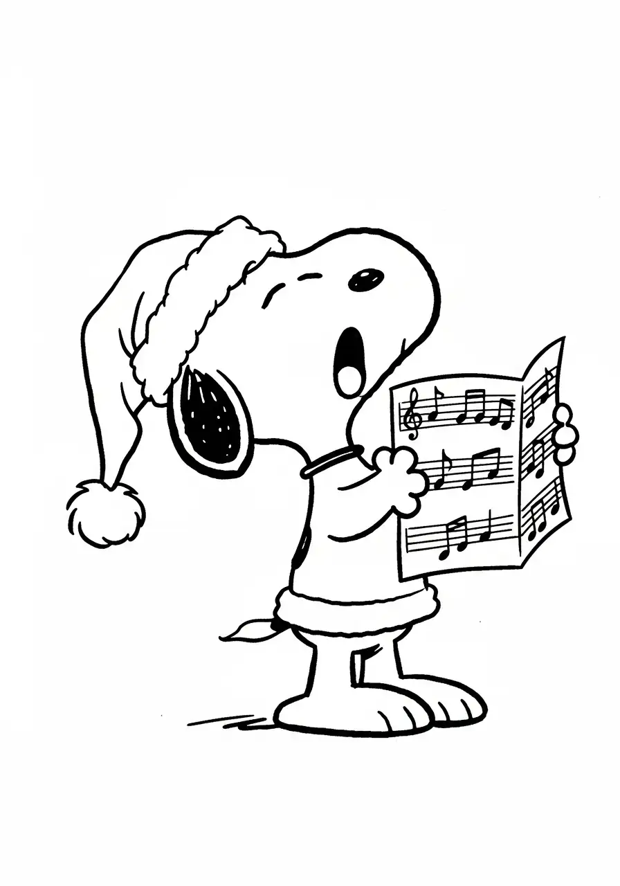 Snoopy de Navidad para colorear para imprimir para niño de 3 años