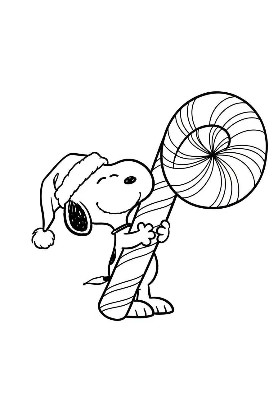 Snoopy de Navidad para colorear para imprimir para niño de 7 años 2