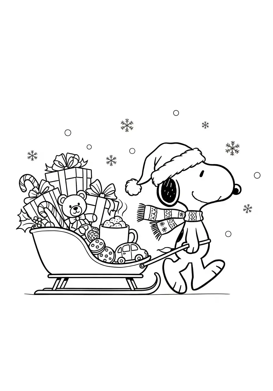 Snoopy de Navidad para colorear para descargar 1