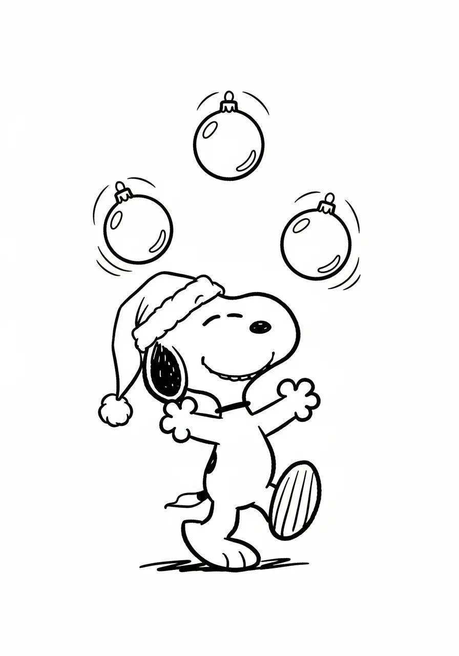 Snoopy de Navidad para colorear para niños para imprimir gratis