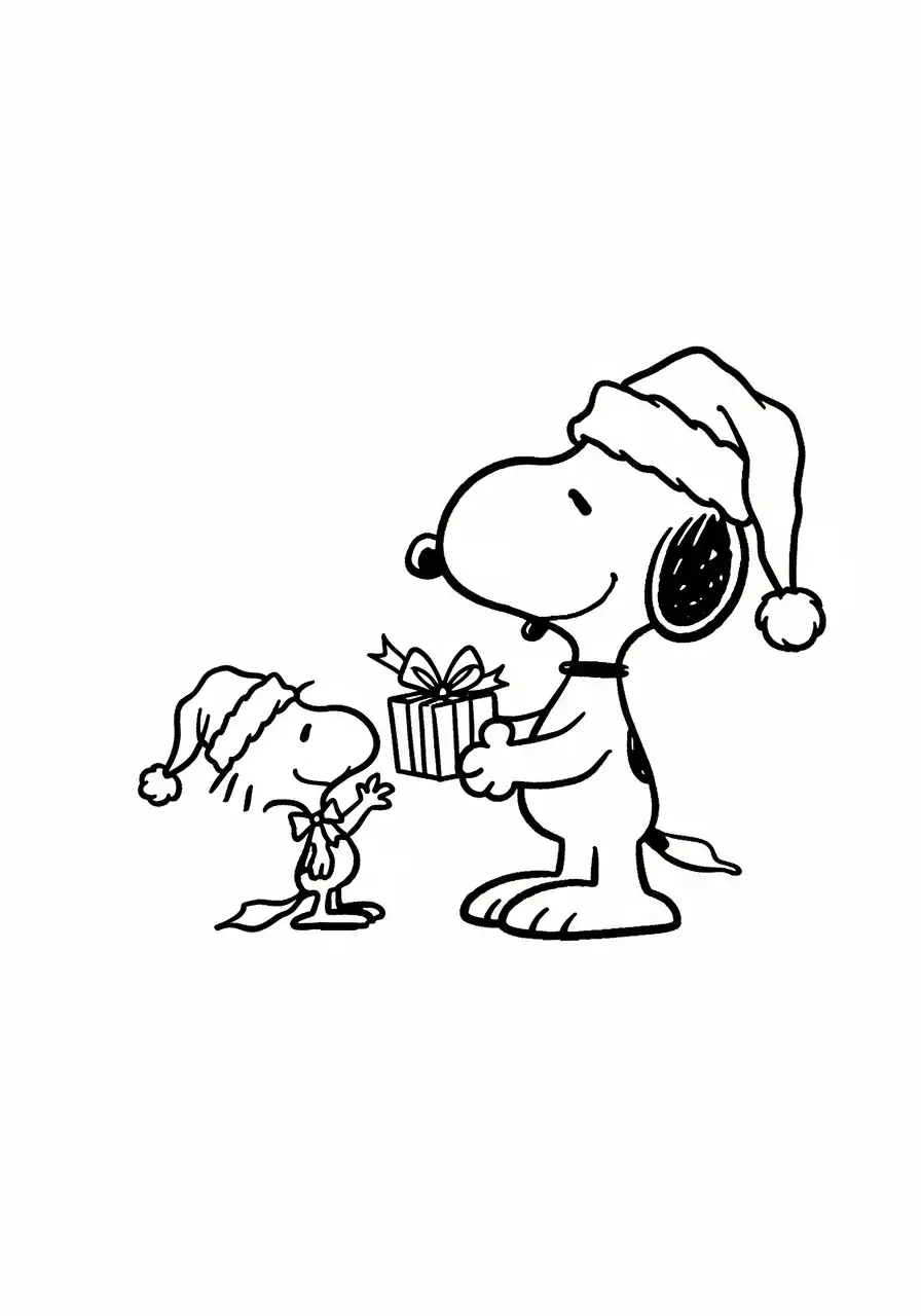 Snoopy de Navidad para colorear en línea para niño 1