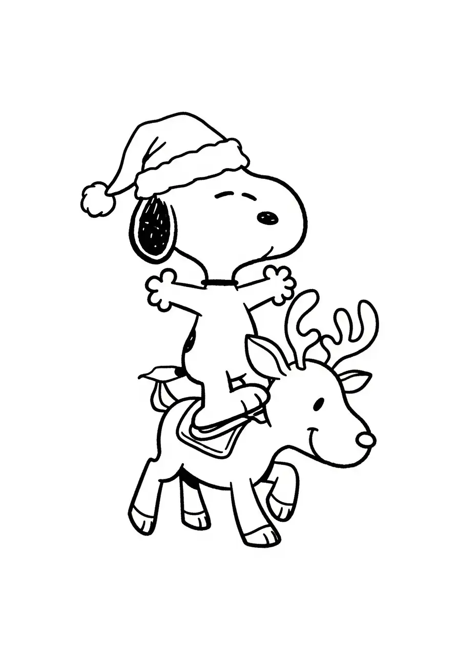Snoopy de Navidad para colorear para imprimir para niño de 4 años 1