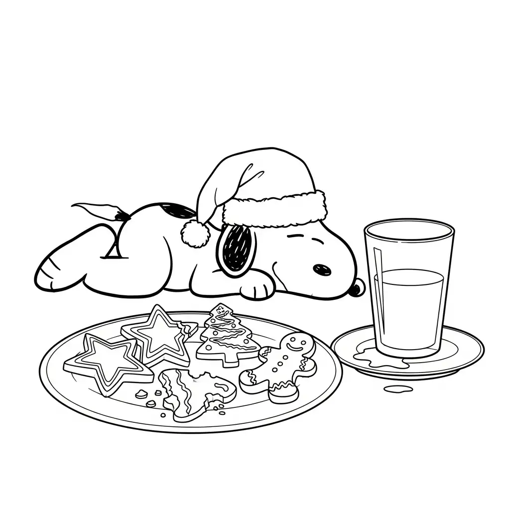 Snoopy de Navidad para colorear para niño de 8 años