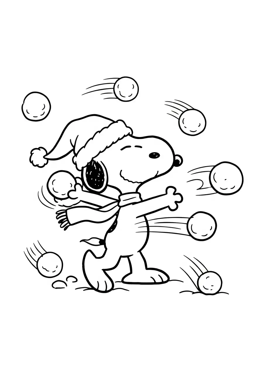 imagen para colorear Snoopy de Navidad niño
