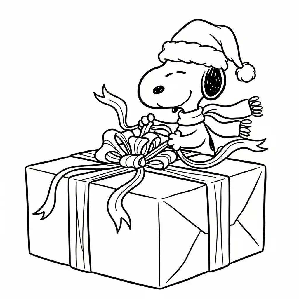 Snoopy de Navidad para colorear para niño de 6 años