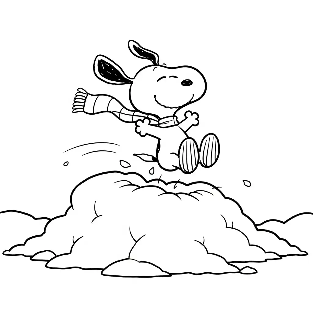 Snoopy de Navidad para colorear para imprimir a4