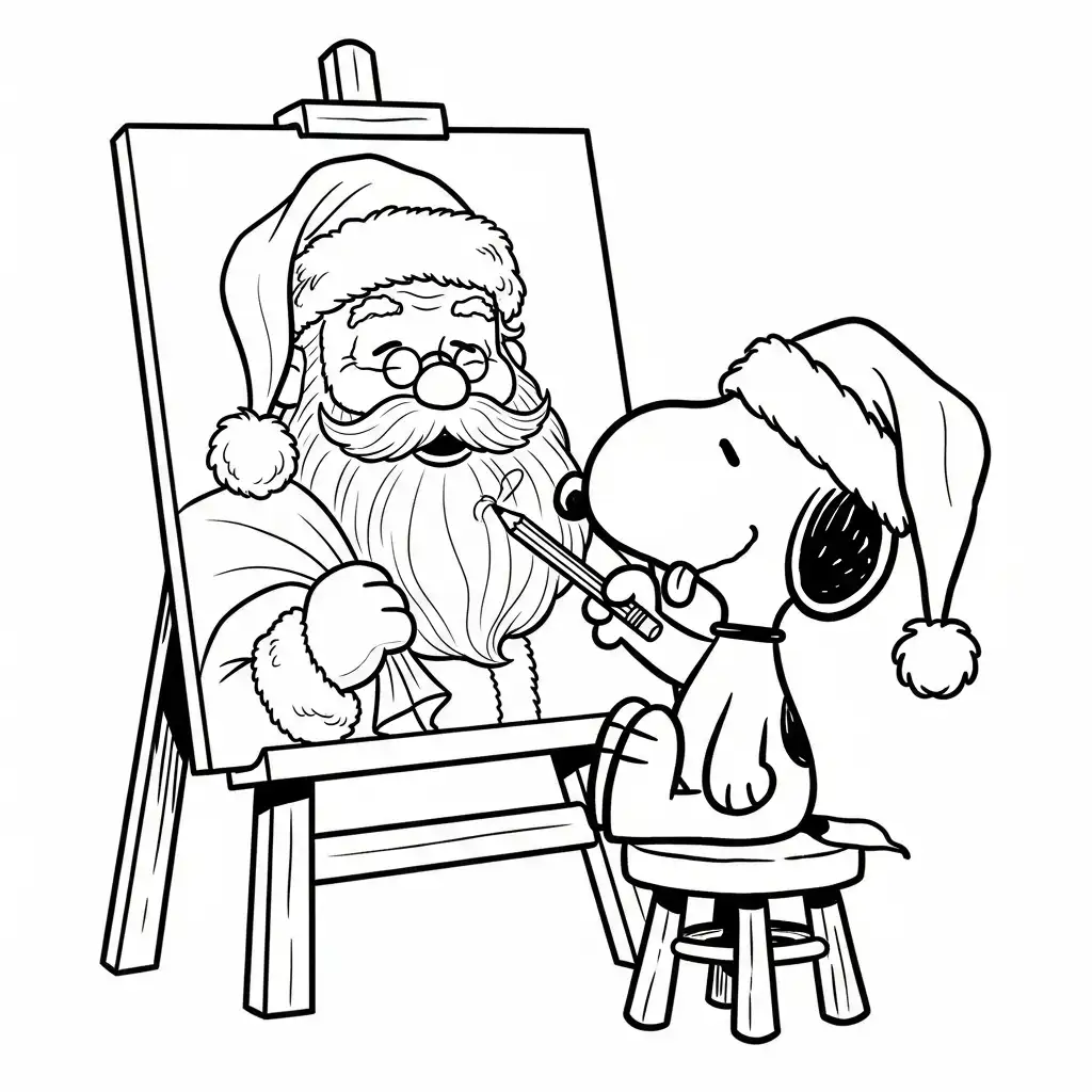 Snoopy de Navidad para colorear gratis en línea