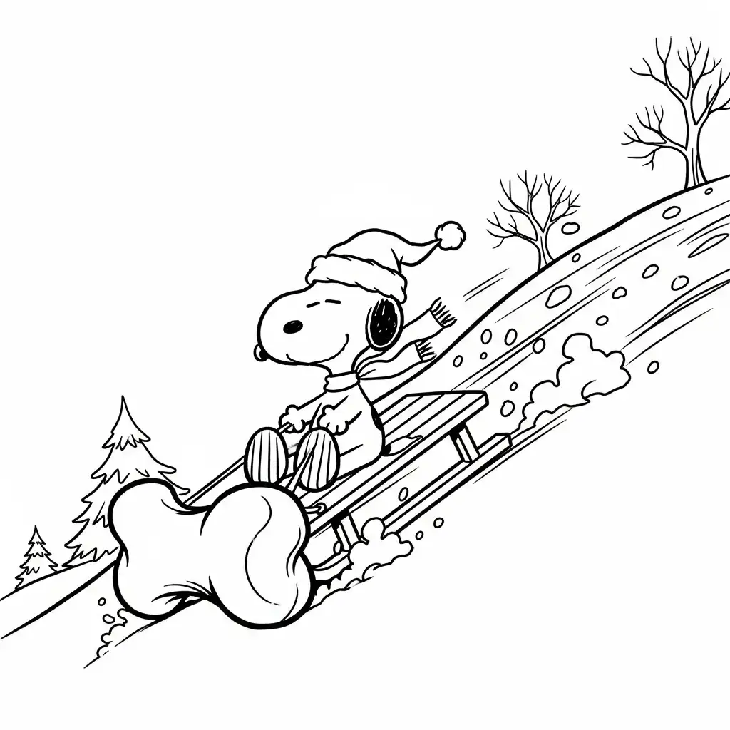 Snoopy de Navidad para colorear y recortar para imprimir