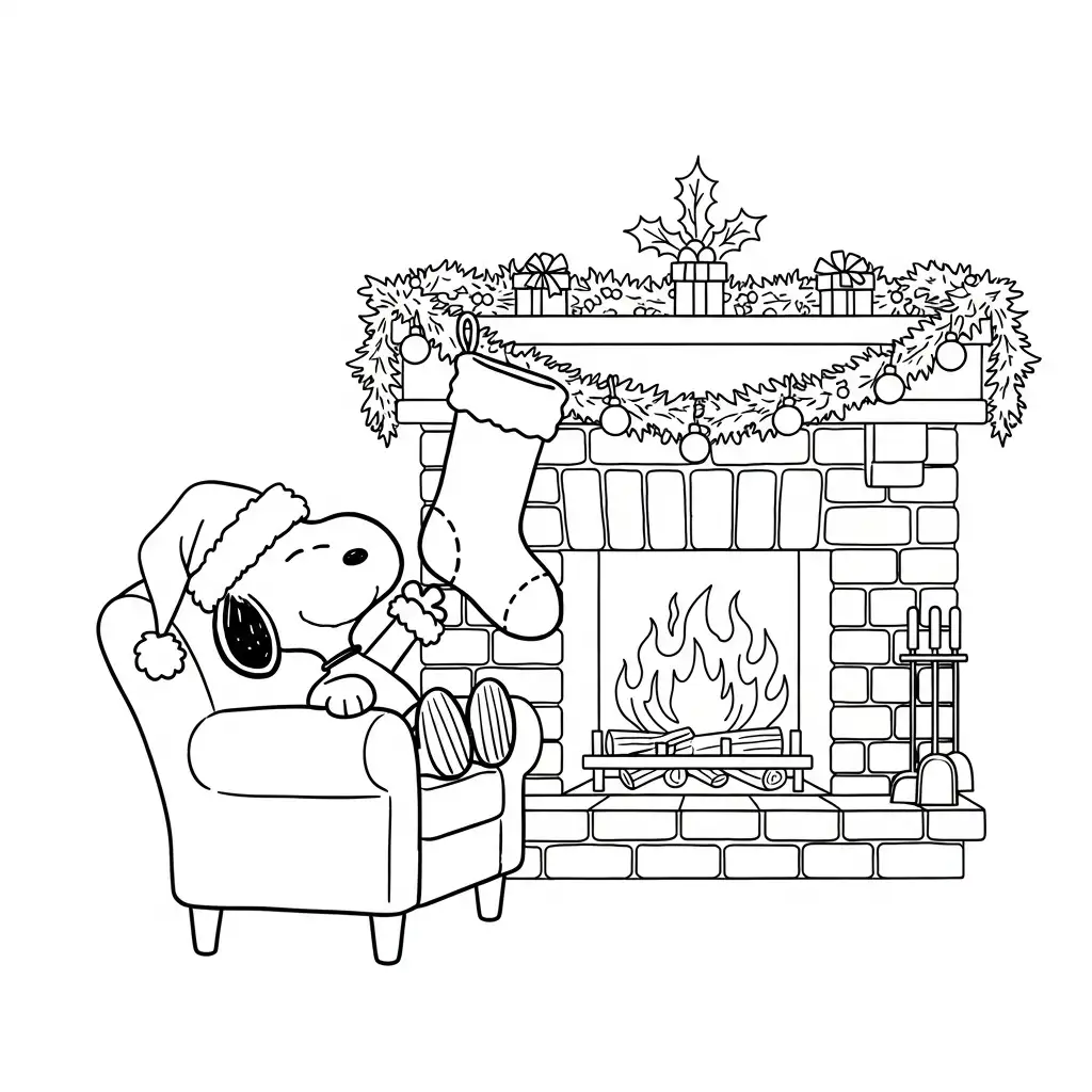 Snoopy de Navidad para colorear en línea