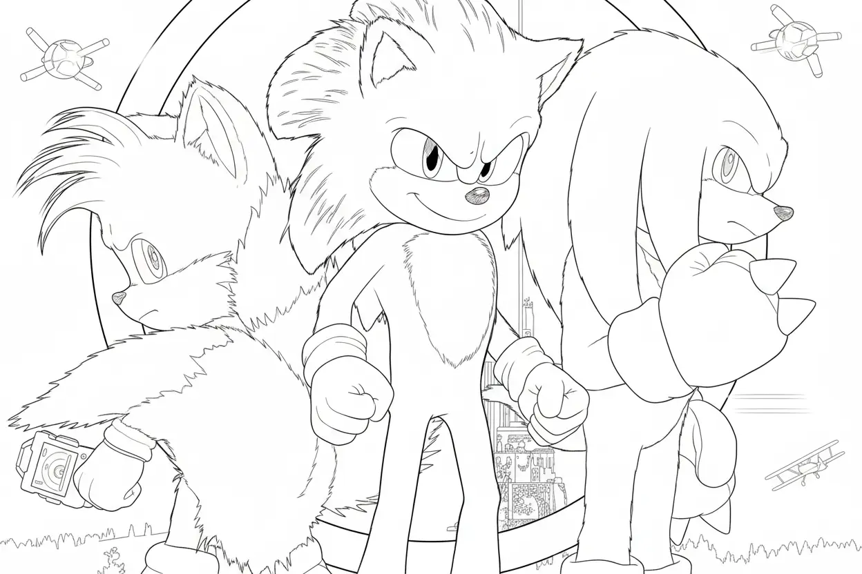 Sonic 3 para colorear y recortar para imprimir