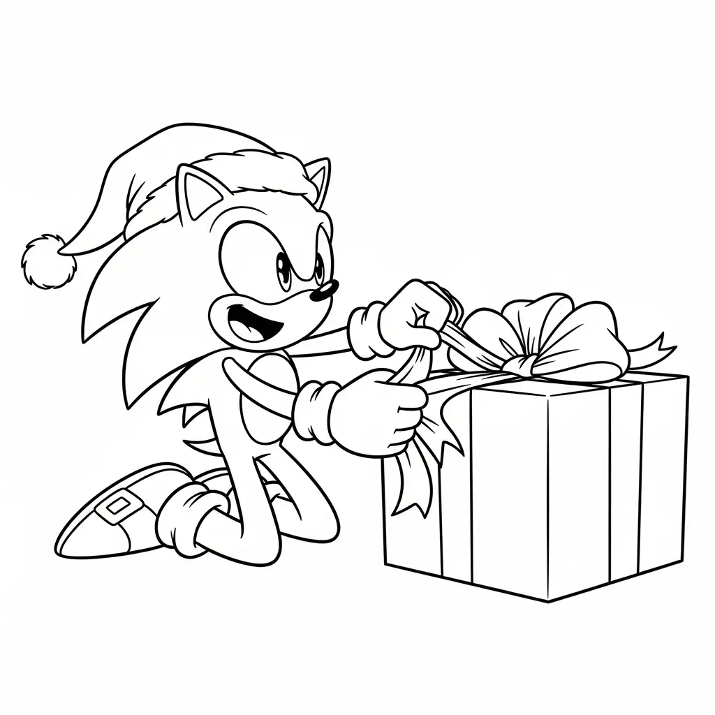 Sonic de Navidad para colorear gratis para imprimir