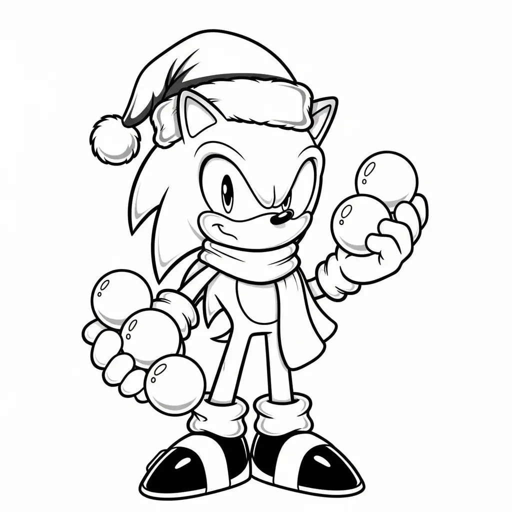 Sonic de Navidad para colorear para niños para descargar 1