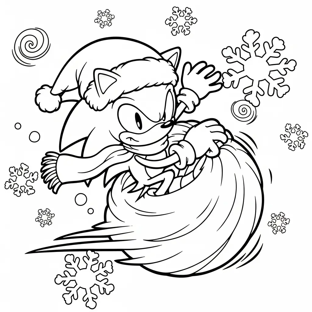 Sonic de Navidad para colorear para imprimir para niño de 4 años