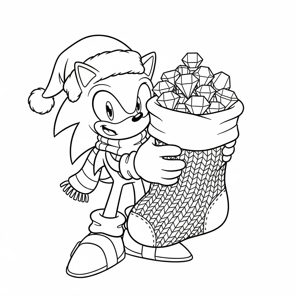 descargar Sonic de Navidad para colorear gratis