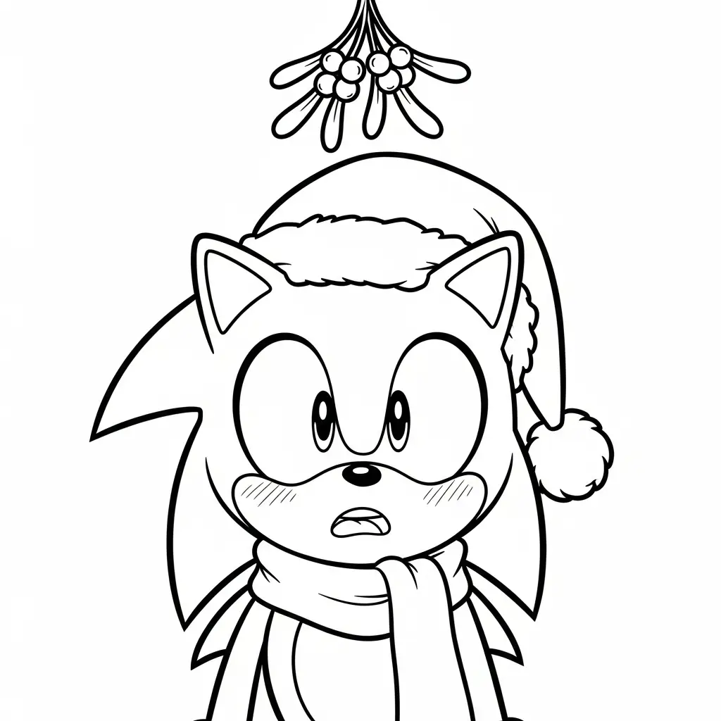 Sonic de Navidad para colorear para niño para imprimir 1