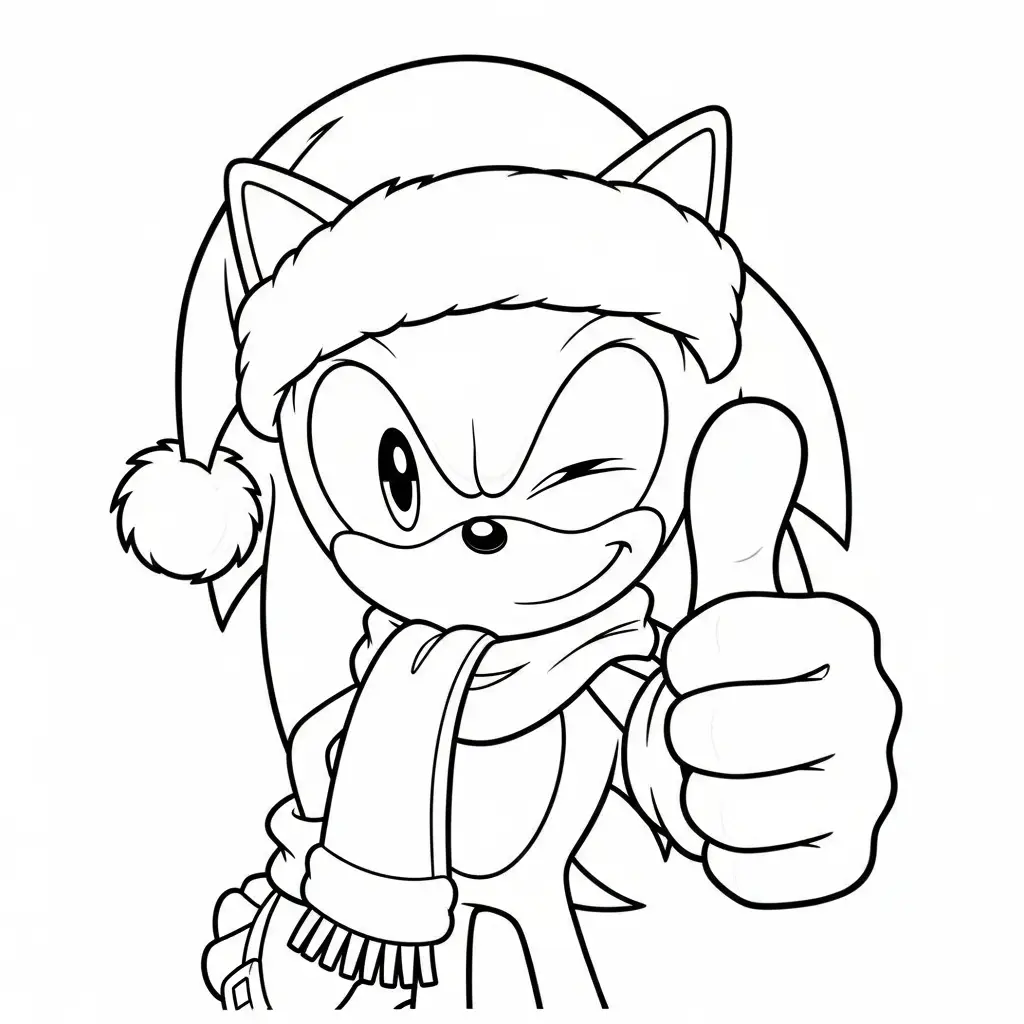 Sonic de Navidad para colorear para imprimir para niño de 4 años 1