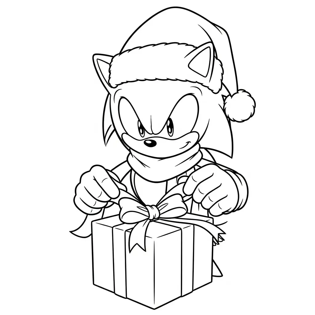 Sonic de Navidad para colorear en línea