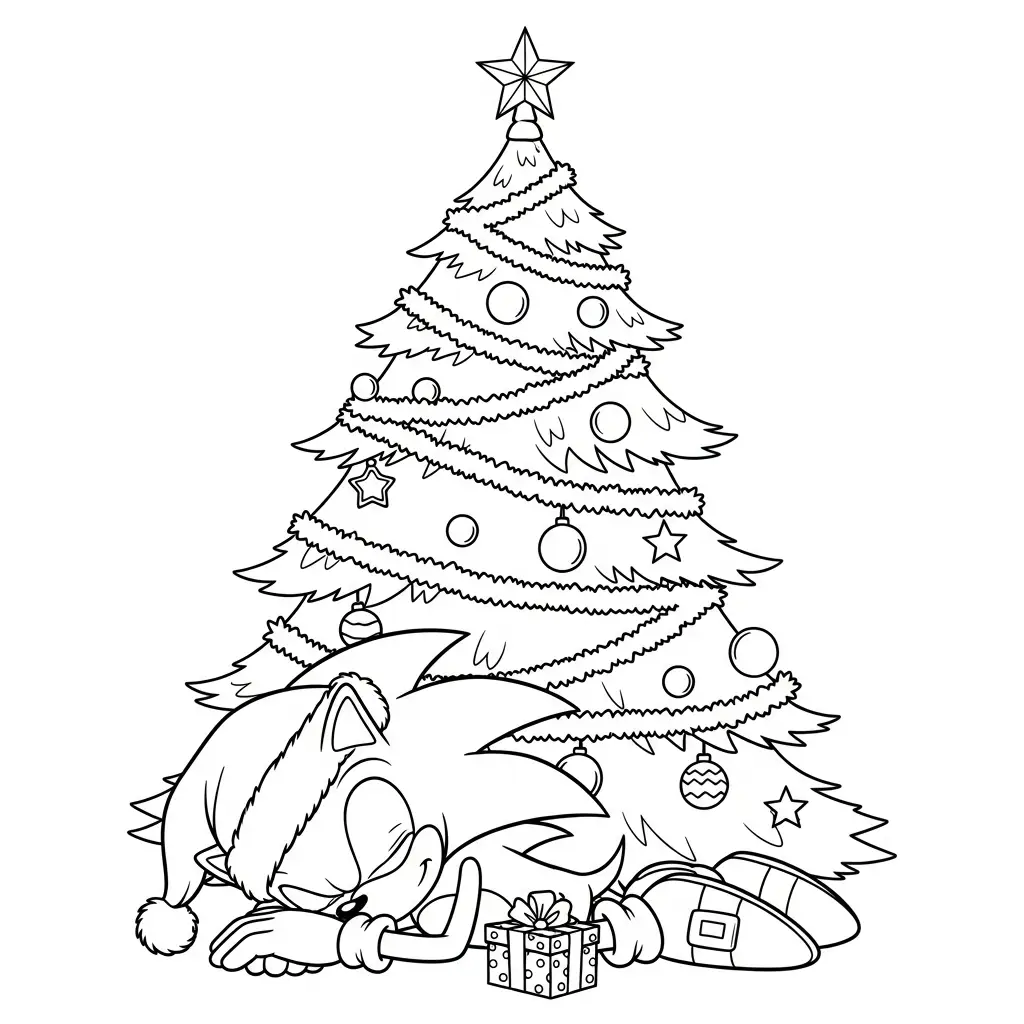 para imprimir Sonic de Navidad para colorear gratis