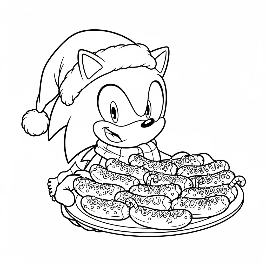 Sonic de Navidad para colorear para imprimir para niño de 10 años