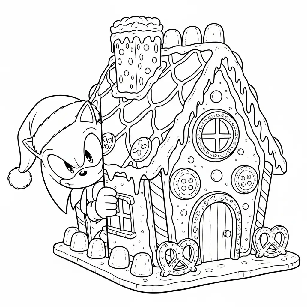 Sonic de Navidad para colorear para imprimir para niño de 8 años