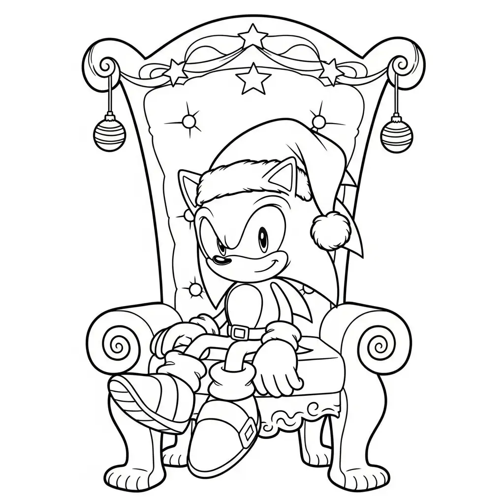 imprimir Sonic de Navidad para colorear