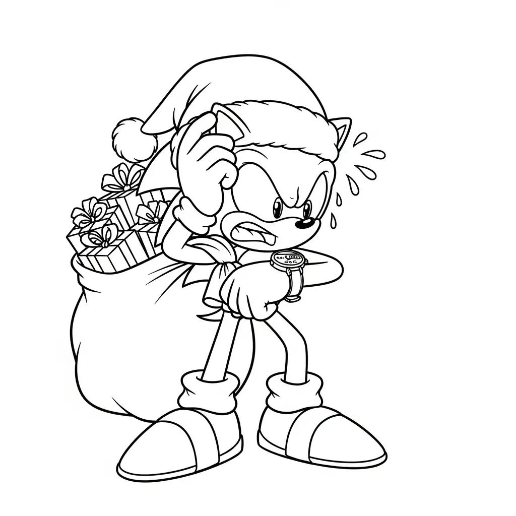 Sonic de Navidad para colorear para imprimir para niño de 9 años