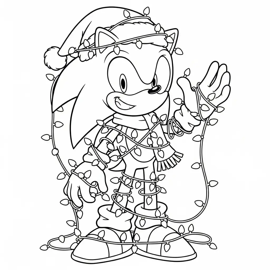 Sonic de Navidad para colorear y recortar 1