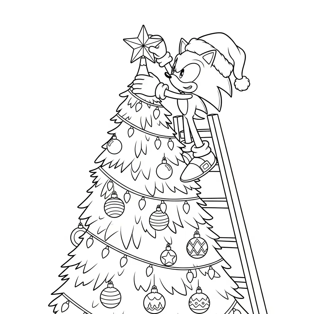 Sonic de Navidad para colorear para niño para imprimir