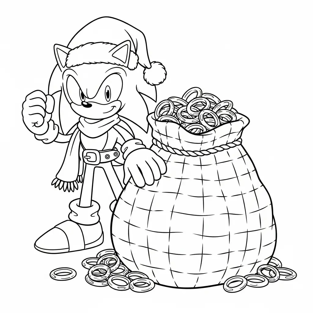 Sonic de Navidad para colorear para niño de para imprimir 1