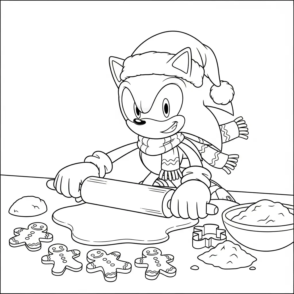 Sonic de Navidad para colorear para imprimir para niño de 8 años 1
