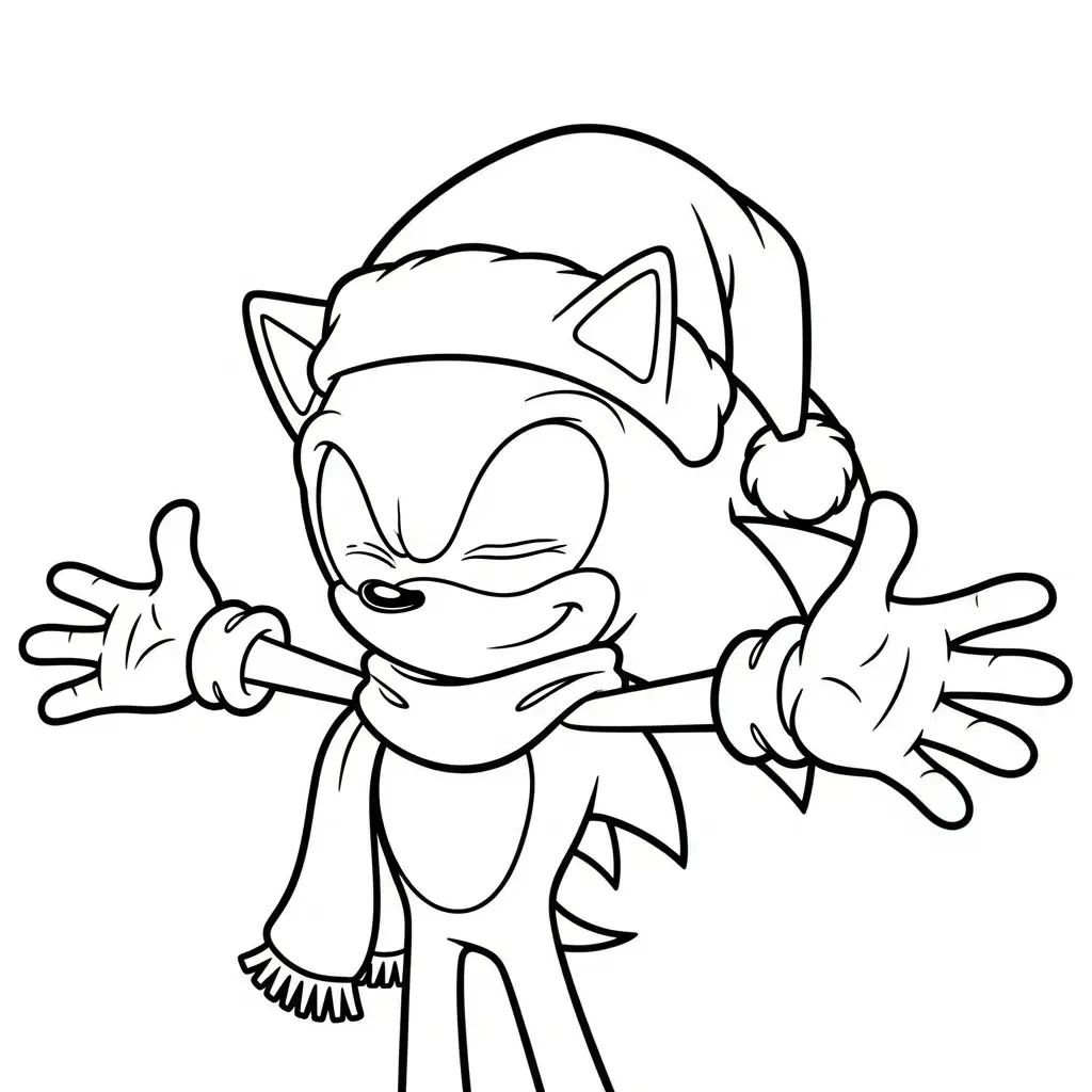 Sonic de Navidad para colorear y recortar 2