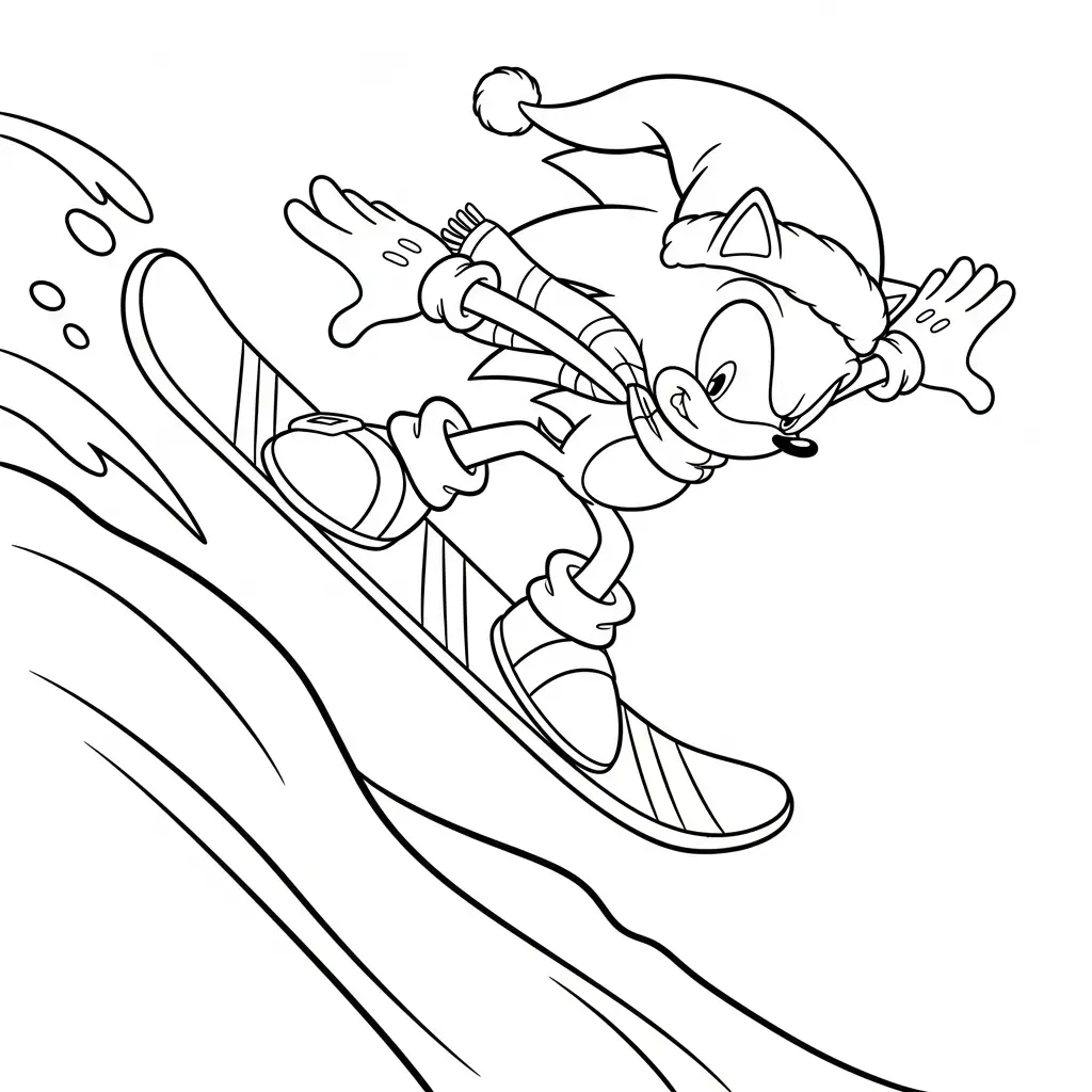 Sonic de Navidad para colorear para niños para descargar