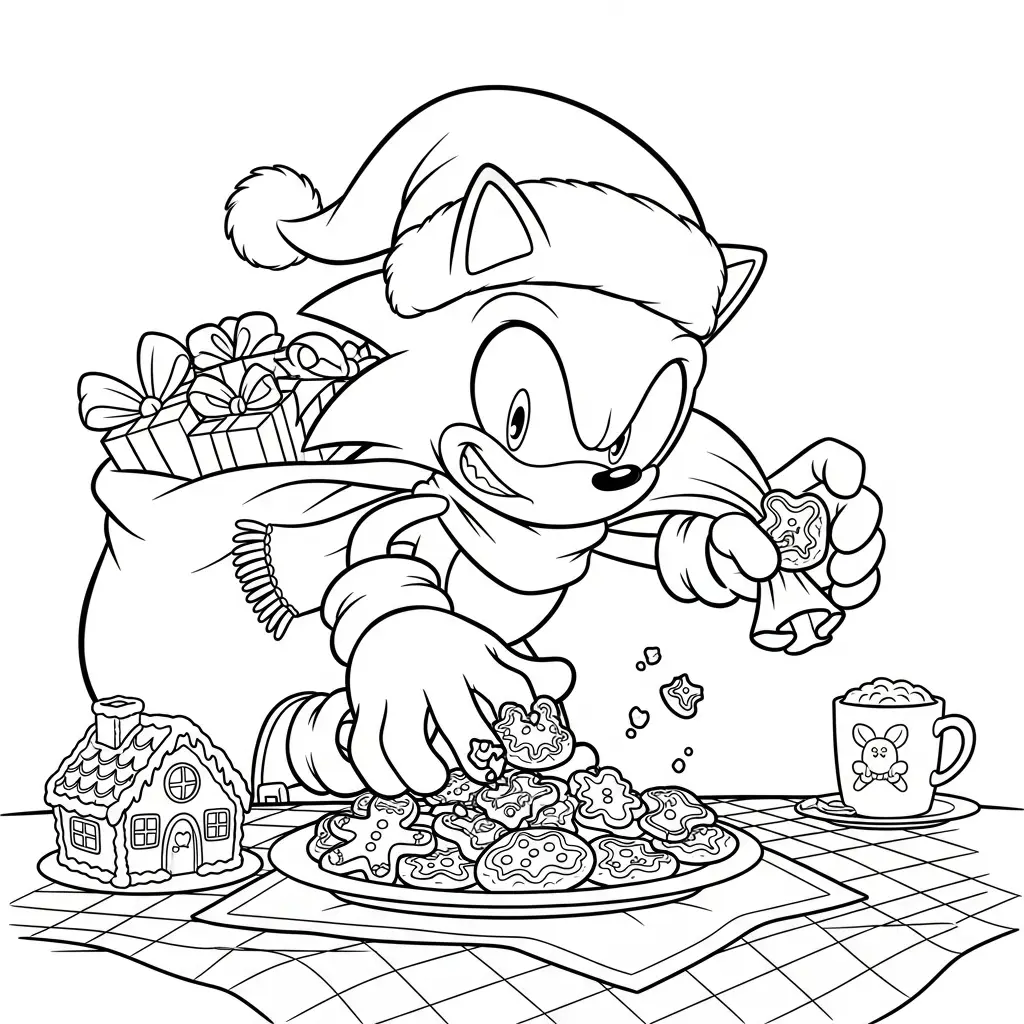 Sonic de Navidad para colorear para niño de 4 años 1