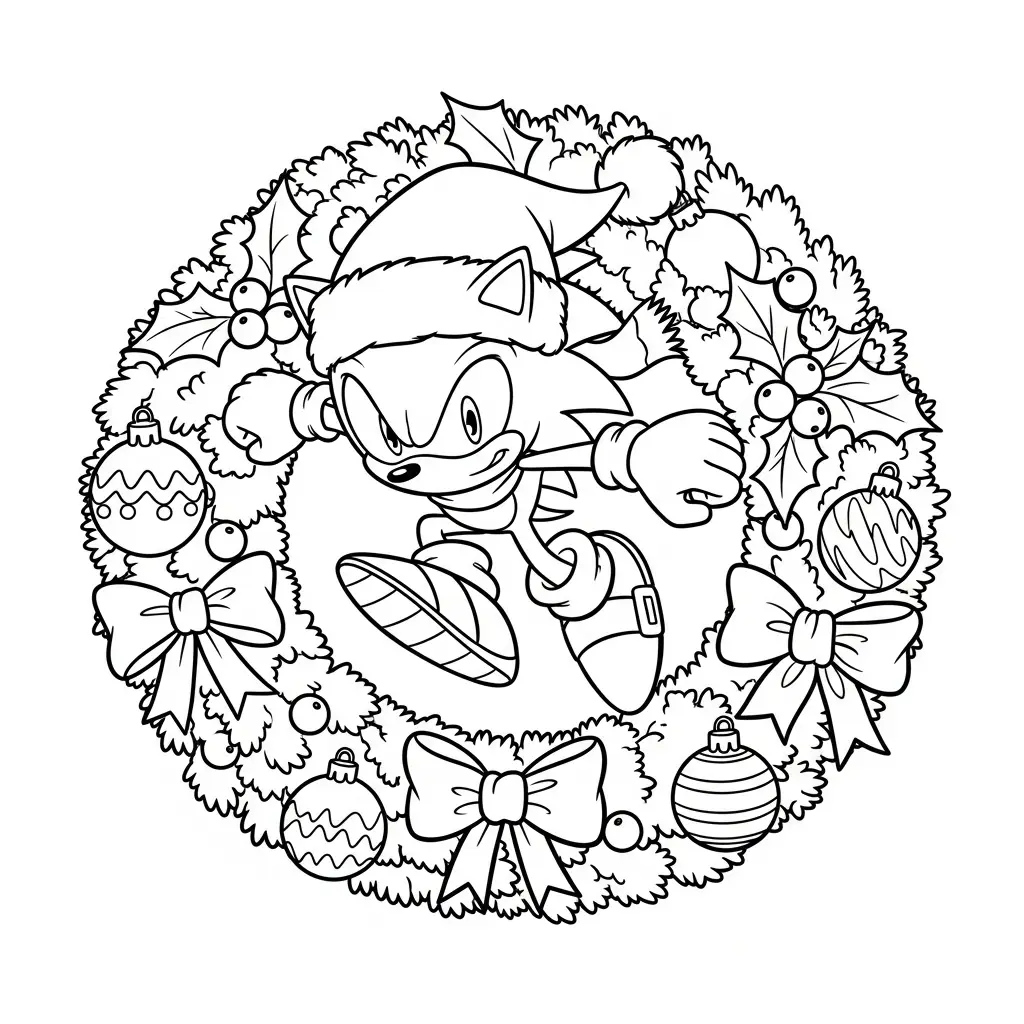 Sonic de Navidad para colorear para niño de para imprimir