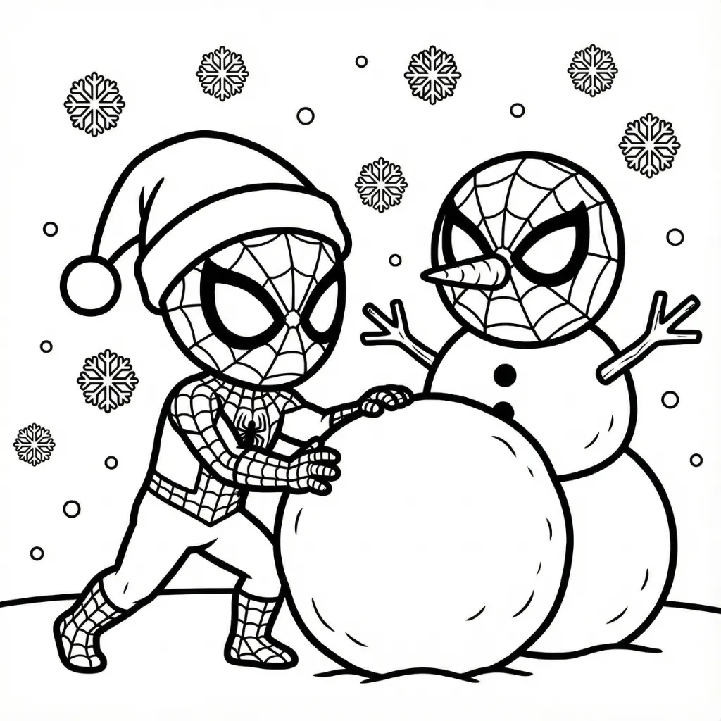 Spiderman de Navidad 11 para colorear para imprimir gratis pdf