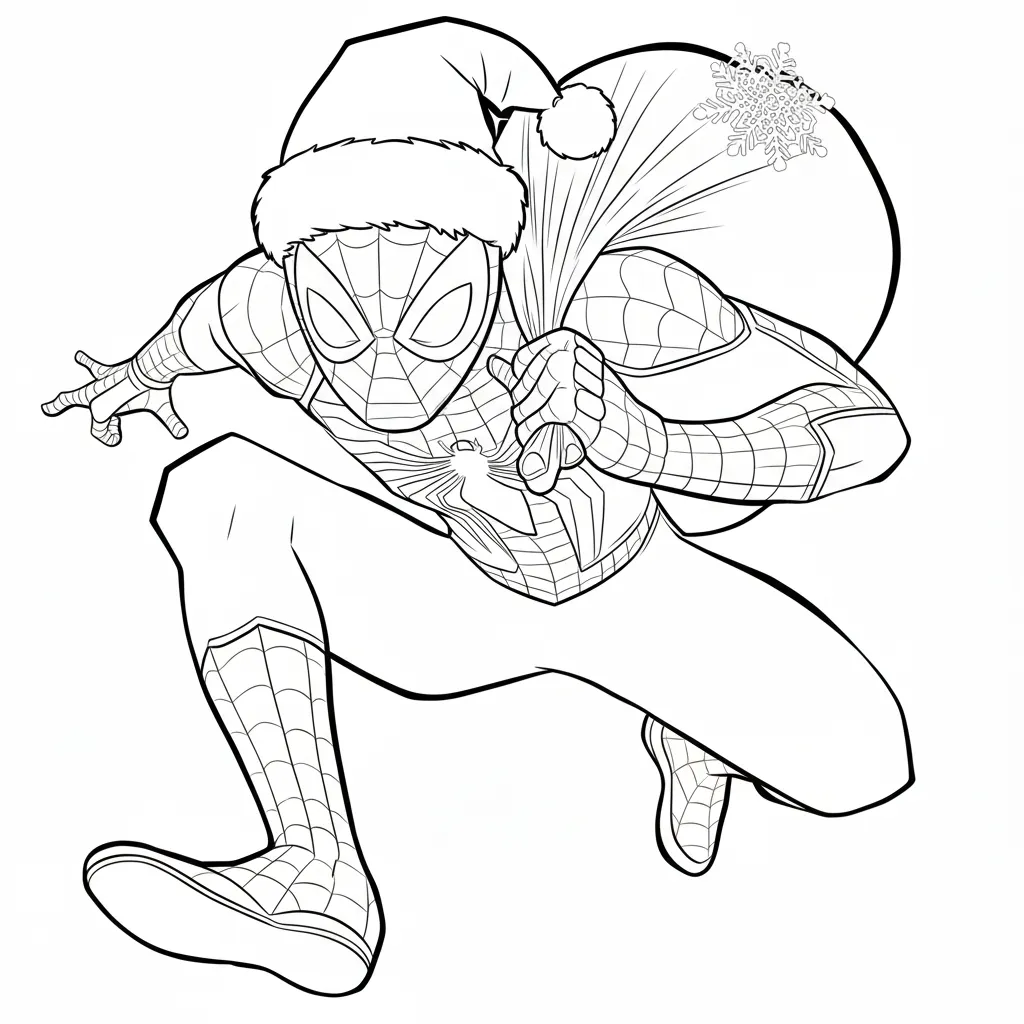 Spiderman de Navidad 13 para colorear para niño de 3 años
