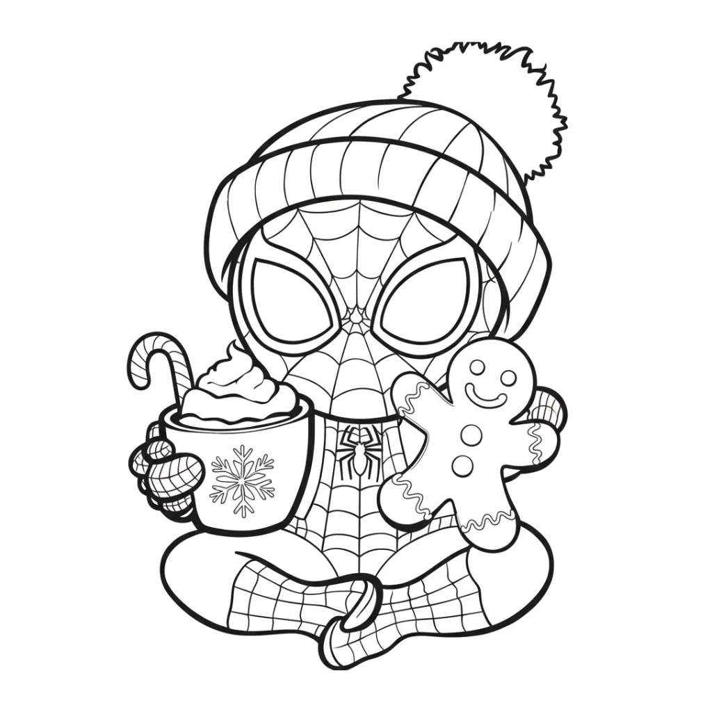 Spiderman de Navidad 16 para colorear y recortar