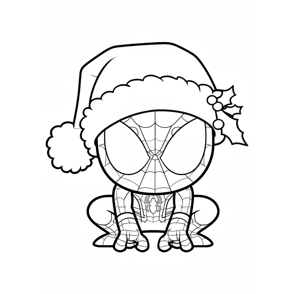 imprimir Spiderman de Navidad 17 para colorear gratis