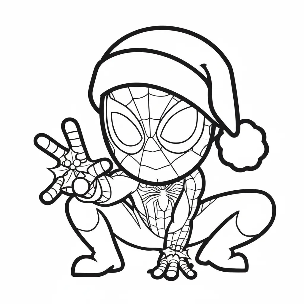Spiderman de Navidad 18 para colorear para descargar