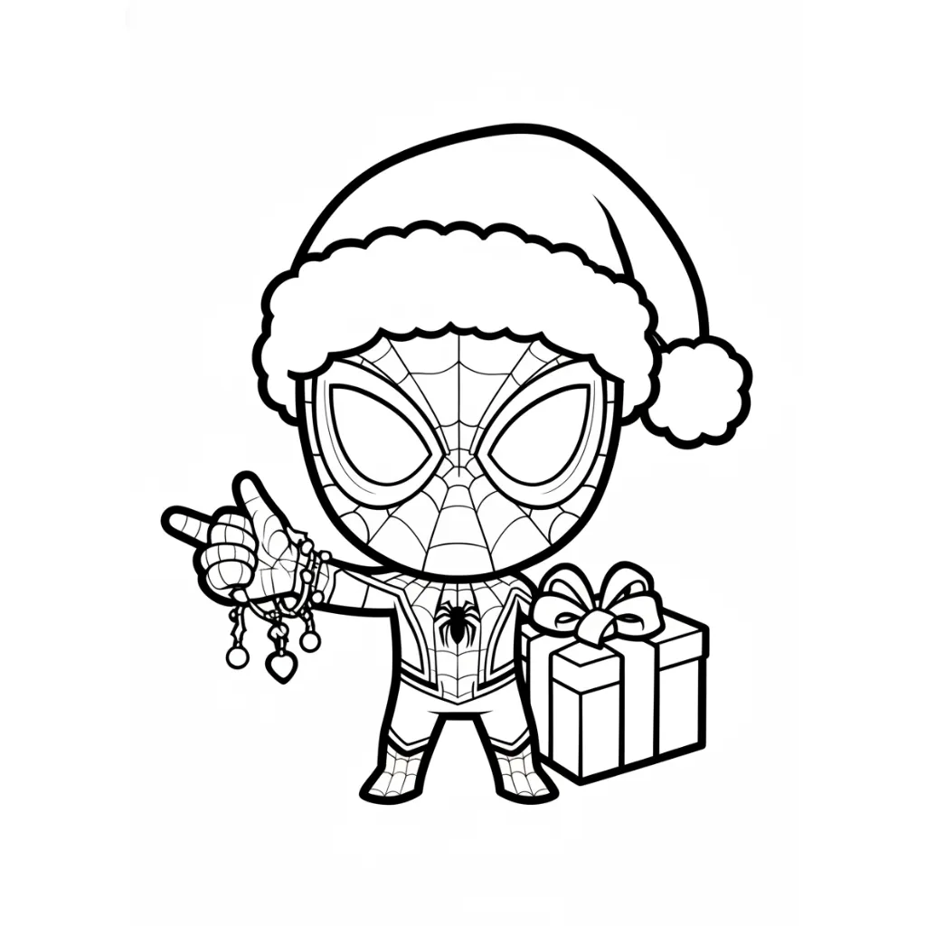 Spiderman de Navidad 20 para colorear de para niños