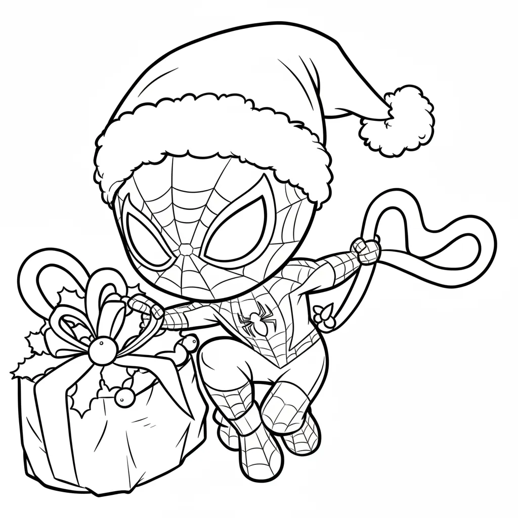 Spiderman de Navidad 23 para colorear para imprimir gratis pdf