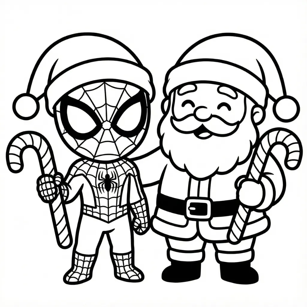 Spiderman de Navidad 9 para colorear para imprimir pdf