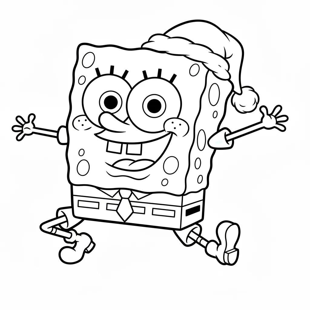 SpongeBob de Navidad 10 para colorear para niño de 5 años