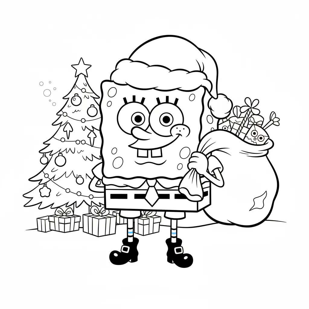 SpongeBob de Navidad 13 para colorear en línea gratis
