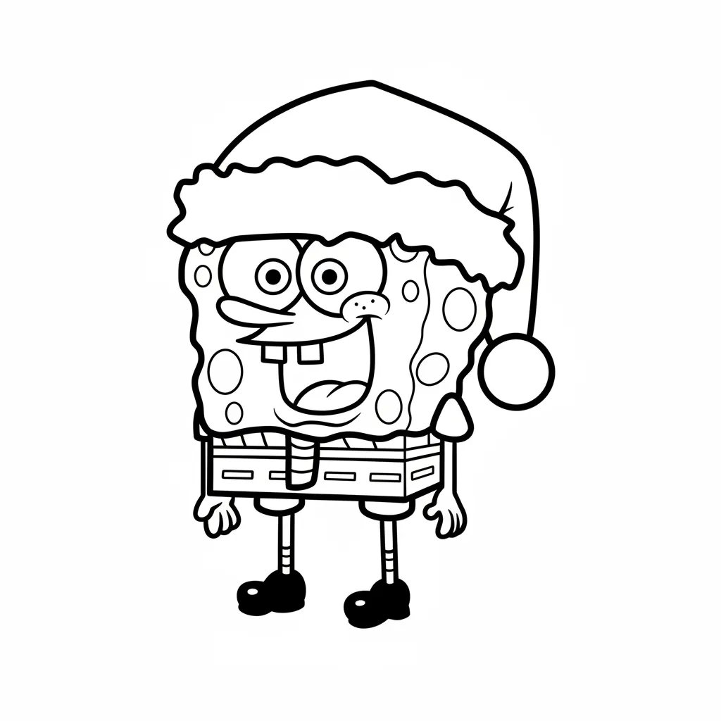 SpongeBob de Navidad 3 para colorear para niños para imprimir
