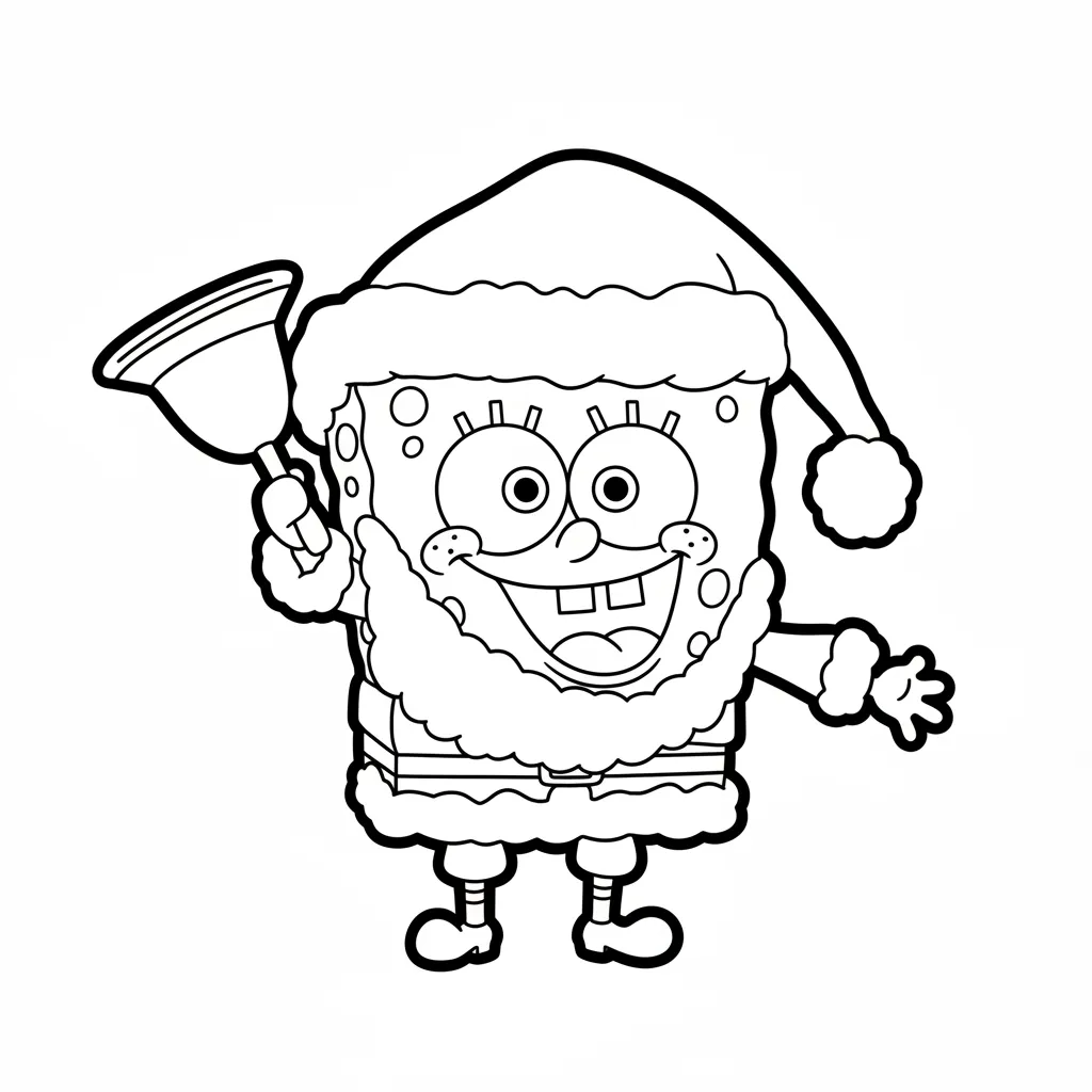 descargar SpongeBob de Navidad 4 para colorear gratis