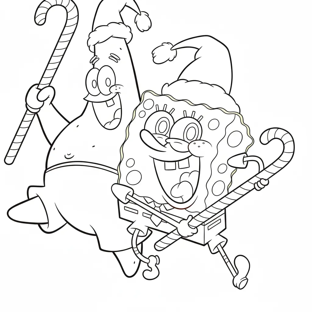 SpongeBob de Navidad 5 para colorear para niños para imprimir