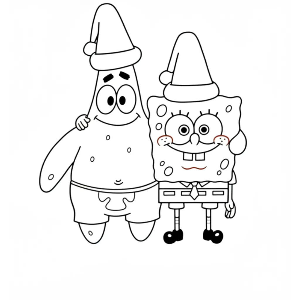 SpongeBob de Navidad 6 para colorear para niños para descargar