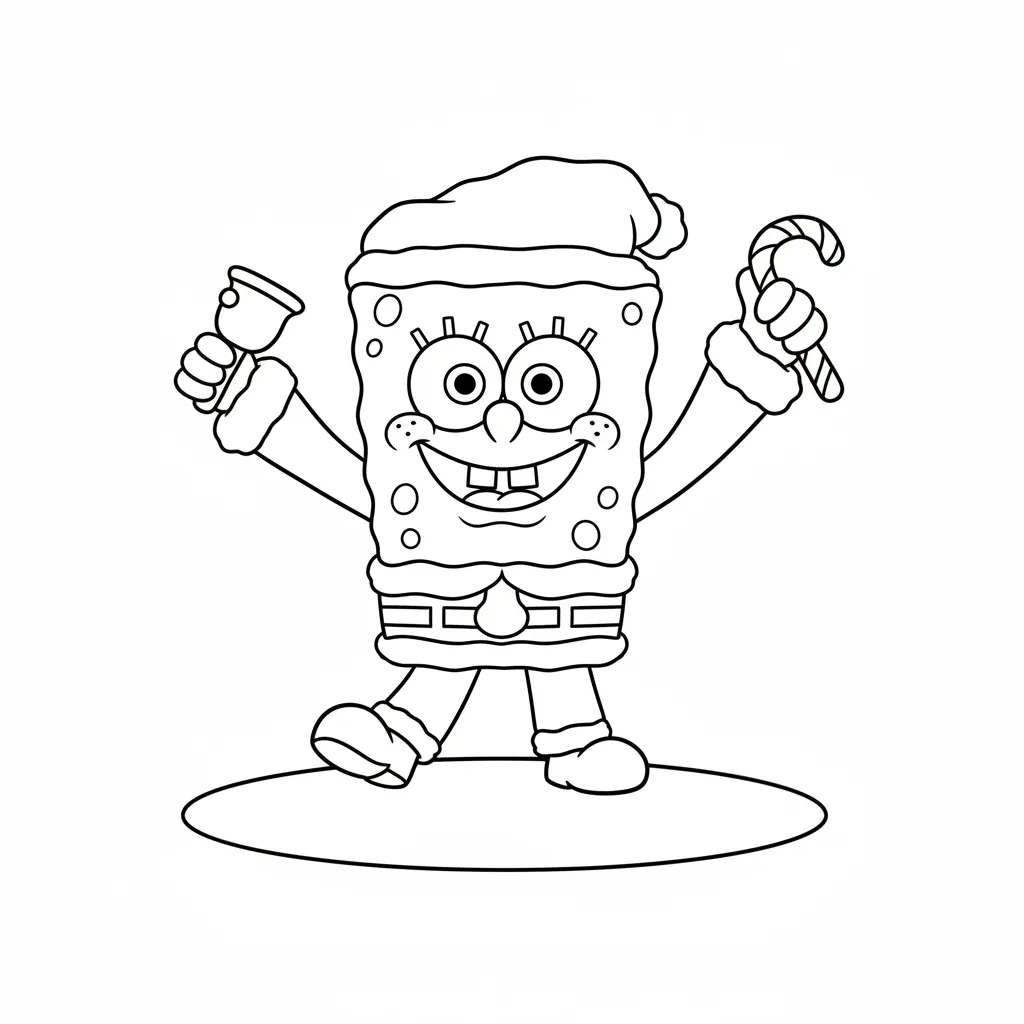 para imprimir SpongeBob de Navidad 7 para colorear gratis